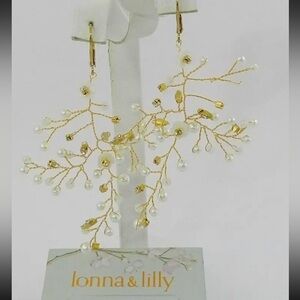 NWT LONNA & LILLY CYSTAL & FAUX PEARL FLORAL AND TREE BRANCH LEVERBACK E…
